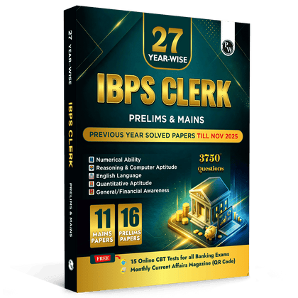 PW IBPS Clerk PYQ - 27 Year-wise Prelims & Mains Previous Year Solved Papers Till Nov 2025 with 15 Online CBT Tests For Exam 2026-27 | 3750 PYQs | English Edition