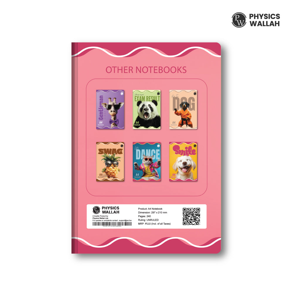 240 Pages A4 Notebook | Ruled set of 4 | Ruled Notebook for School, College & Office Use | Smooth Paper | Durable Cover