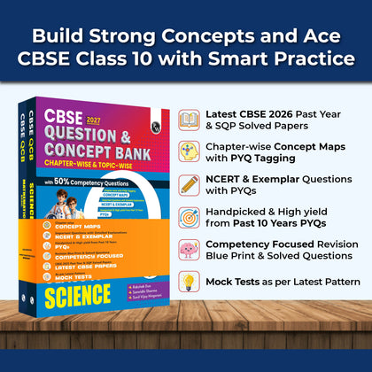 CBSE Question & Concept Bank (QCB) Class 10 Science and Maths (Basic) Combo Set of 2 Books Chapterwise & Topicwise Solved Questions For 2027 Exams