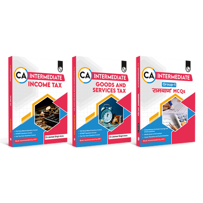 CA Intermediate Income Tax, Goods & Services Tax By CA Jasmeet Singh and Ramban MCQ Group 1 Combo Set of 3 Books For Jan 2027 Attempt