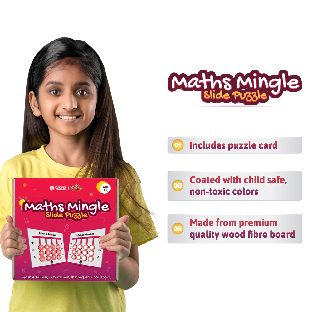 Curious Jr. Maths Mingle Board Game White for Kids Ages 4, 5, 6, 7, 8, 9, 10 Years with Quiz Cards - Addition, Subtraction and Multiplication STEM Learning toy for children