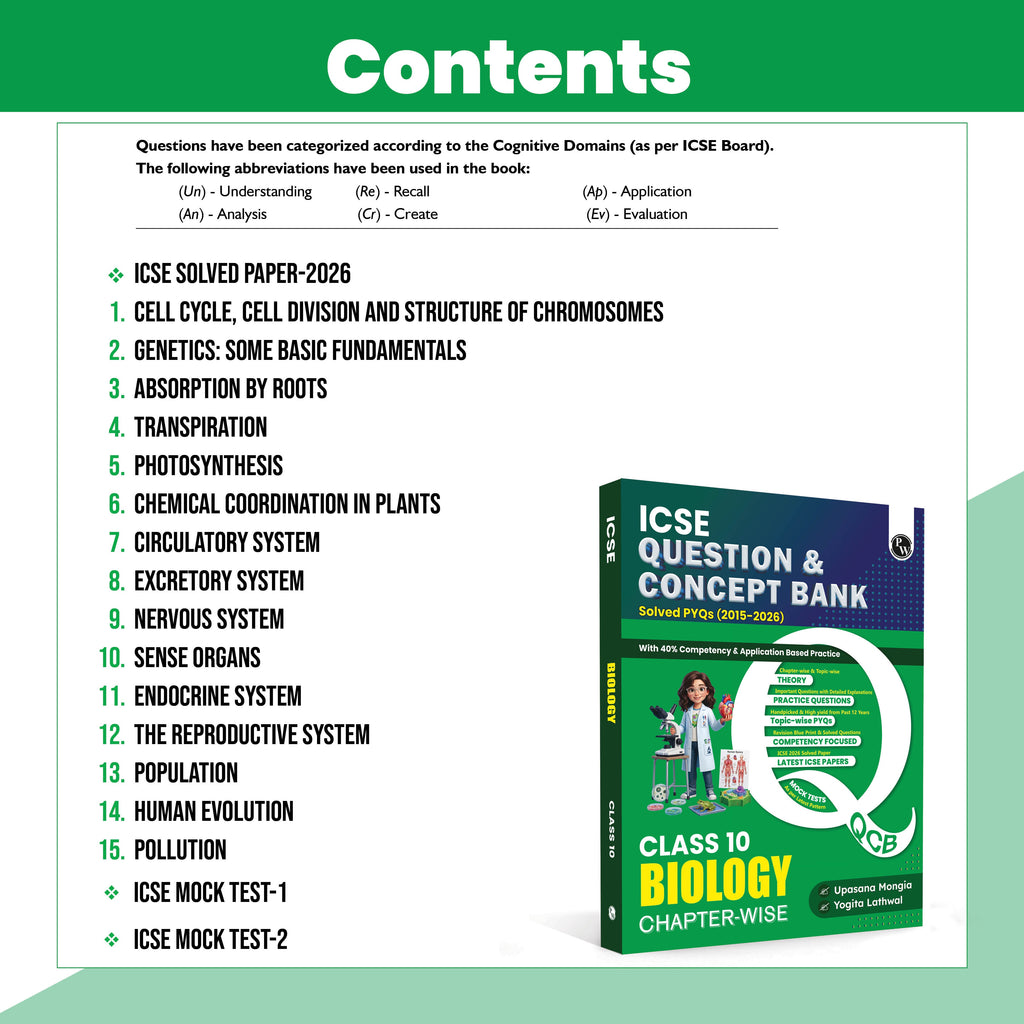 Class 10 ICSE Question & Concept Bank Biology 2027 Chapterwise & Topicwise By Upasana Mam & Yogita Mam | Solved PYQs | 40% Competency & Application Based Practice Questions