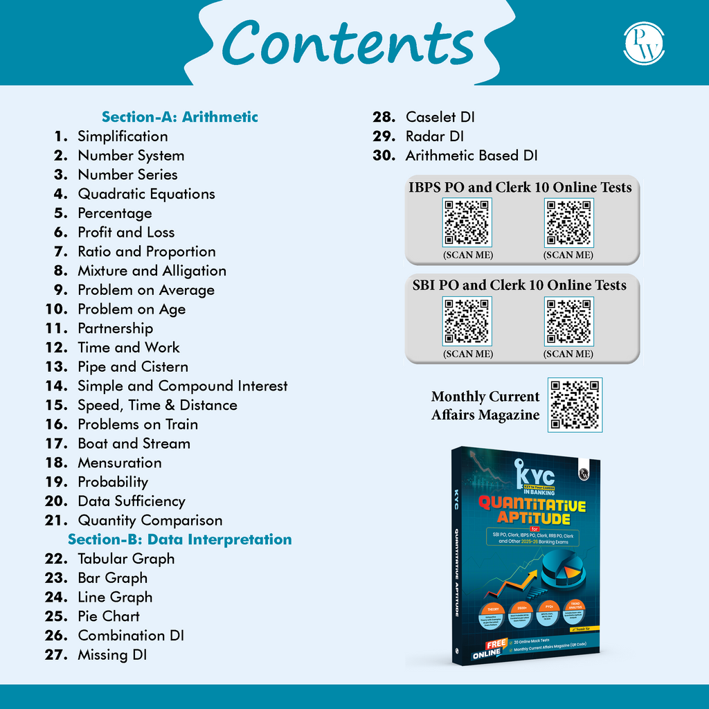 KYC Quantitative Aptitude | Chapterwise Theory, Exercise, Past Year Questions (PYQ) By Sumit Jaiswal For SBI PO, Clerk, IBPS PO, Clerk, RBI & Other Banking Exams 2025- 26 | Free 20 Online Tests