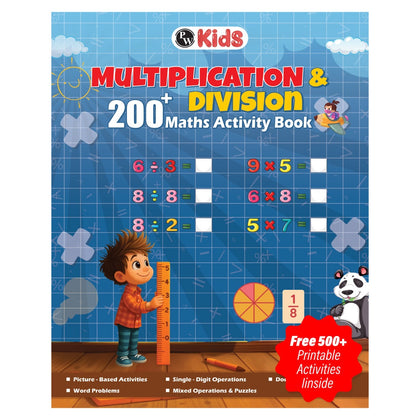 200+ Multiplication & Division Maths Activity Book For 5+ Years Old | Free 500+ Printable Worksheets & Parenting Tips | Single and Double-Digit Multiplication Division Practice, Word Problems & Puzzle