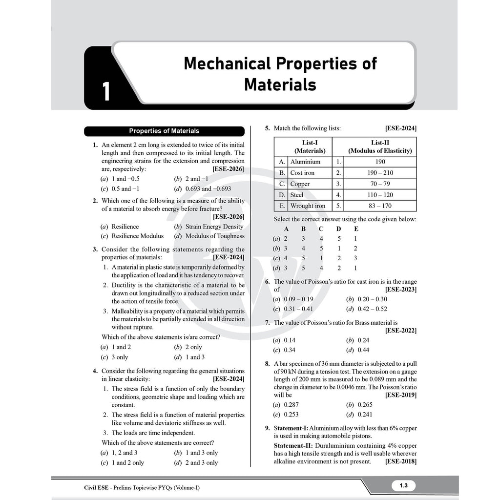 UPSC ESE 2027 Topicwise 28 Previous Years Solved Questions Civil Engineering Preliminary Examination Volume 1 & 2 Combo Set of 2 Books