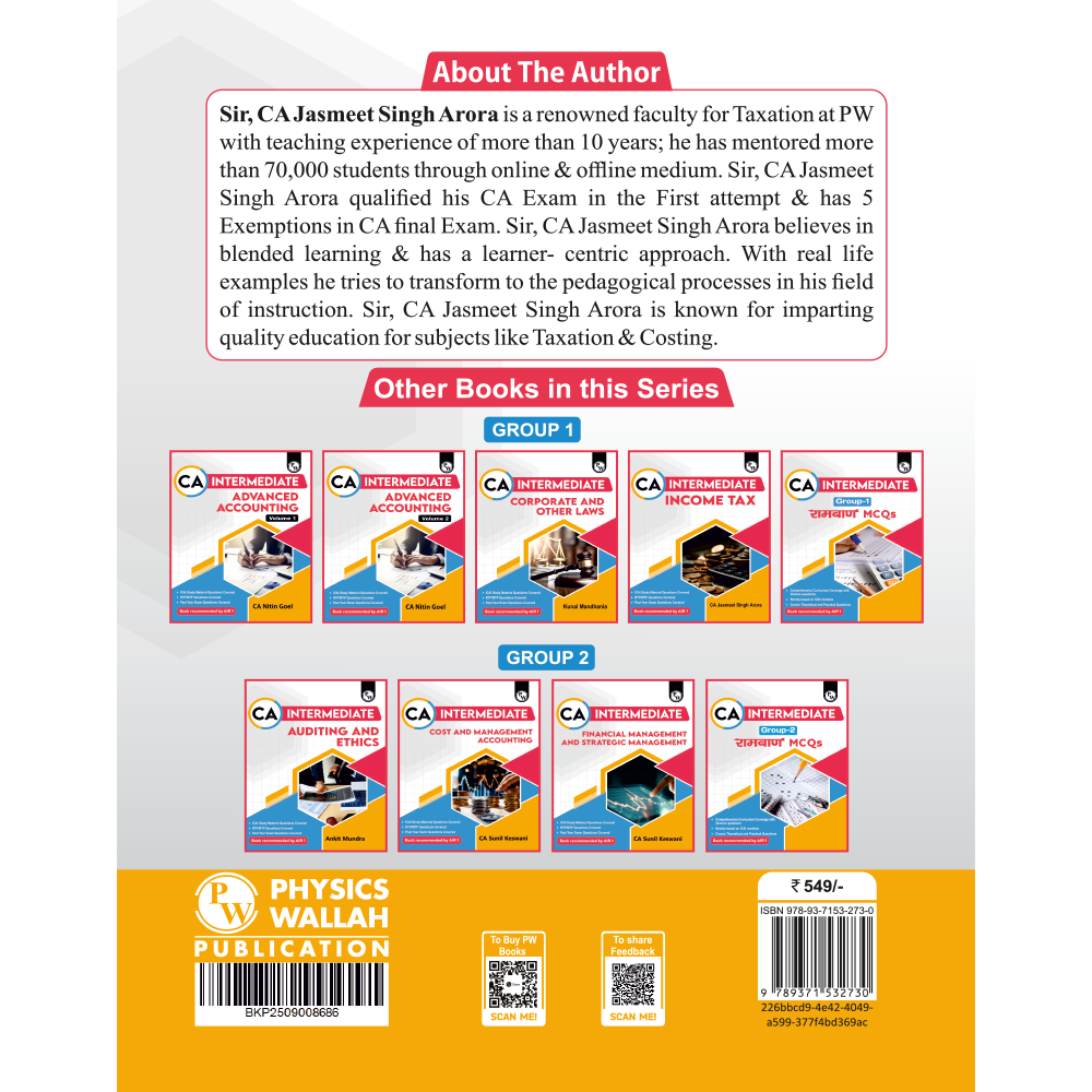 CA Intermediate Goods & Services Tax By CA Jasmeet Singh | ICAI Aligned Content, PYQs, Practice Questions, Detailed Solutions, Latest Syllabus For Sep 2026 Exams