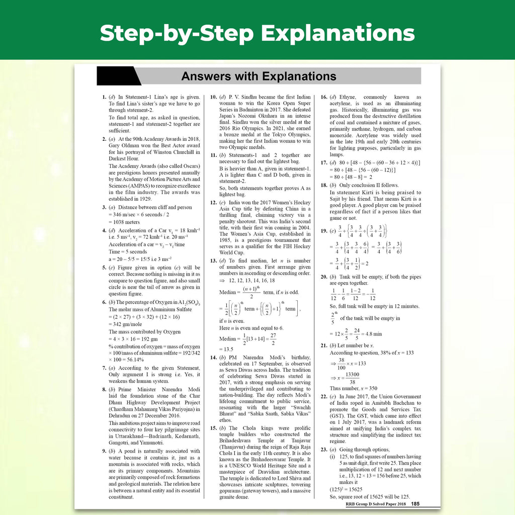 33 RRB Group D Level 1 Previous Years Solved Papers (2026-2022, 2018) with 15 Online CBT Tests For Exam 2026-2027 | 3300 PYQs | Fully Solved | English Edition