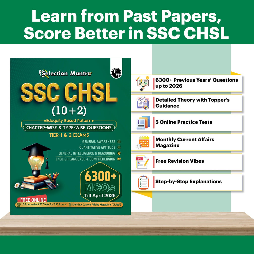 Selection Mantra SSC CHSL PYQ (10 + 2) Tier 1 & 2 Exams 2026-27 | Chapterwise & Typewise Past Year Questions Till April 2026 | 6300+ PYQ | 15 Online CBT | English Edition