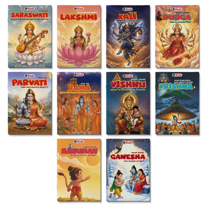 Mythology Story of Gods For Kids (Set of 10 Books) | Durga, Saraswati, Lakshmi, Kali, Shiv Parvati, Ganesha, Hanuman, Krishna, Rama, Bhakta Prahlad & Vishnu | Colourfully Illustrated Spiritual Tales