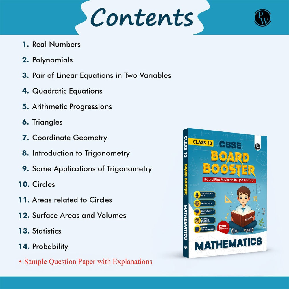 CBSE Class 10 Board Booster Mathematics Question Bank For 2026 Board Exams l 1200+ Questions l Rapid Revision l Topicwise PYQs, Mind Maps, GEM Questions & Most Probable Questions