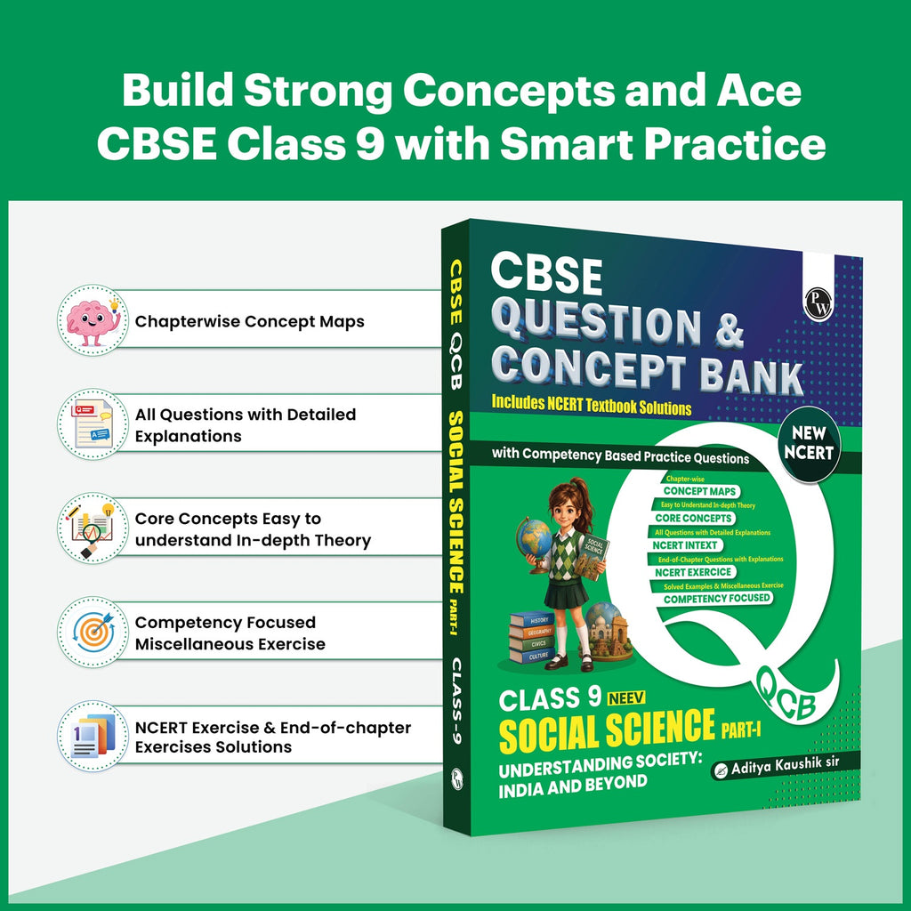 CBSE New NCERT Class 9 Social Science 2026-27 Understanding Society: India and Beyond Question and Concept Bank with NCERT Textbook Solutions and Competency Based Questions By Aditya Kaushik Sir