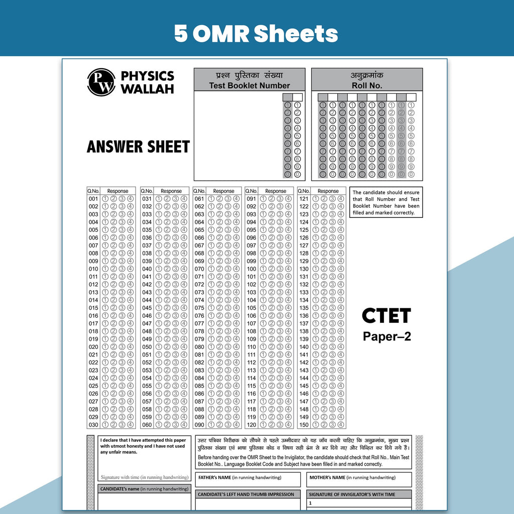 PW CTET Paper 2 Maths and Science PYQ Book | 24 Yearwise Previous Year Solved Papers PYQ (2026-2011) Class 6 - 8 For 2026 Exams | 5 Practice Sets and OMR Sheets | English Edition