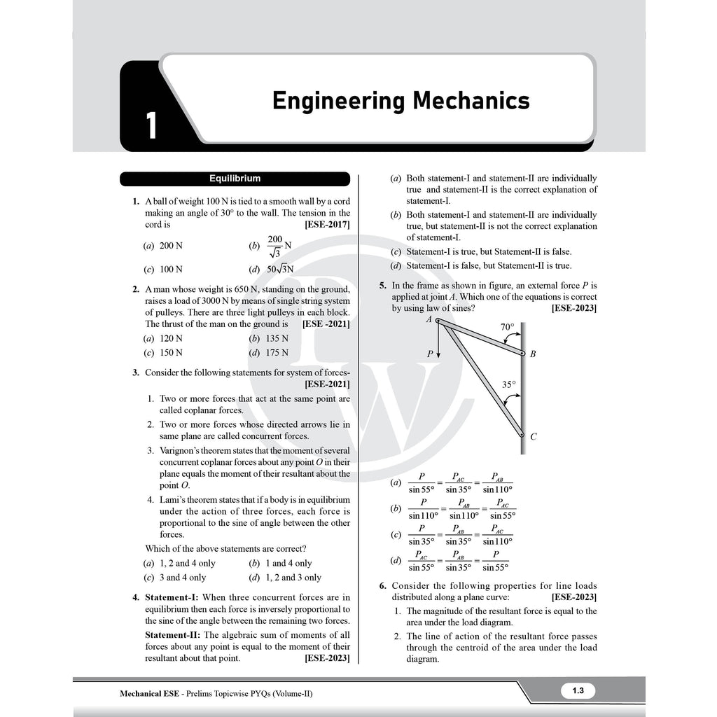 PW UPSC ESE 2027 Topicwise 28 Previous Years Solved Questions Mechanical Engineering Preliminary Examination Volume 1 & 2 Combo Set of 2 Books