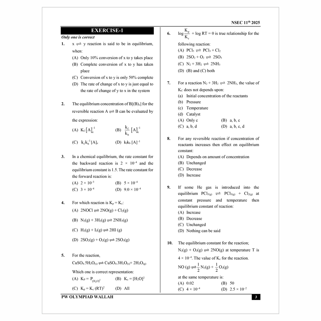 Olympiad Wallah NSEC Class 11 Advanced Chemistry (Part 2) For JEE & Olympiad 2025 | Problems For Analytical Skills | Ideal For NSEP INPhO & IPhO