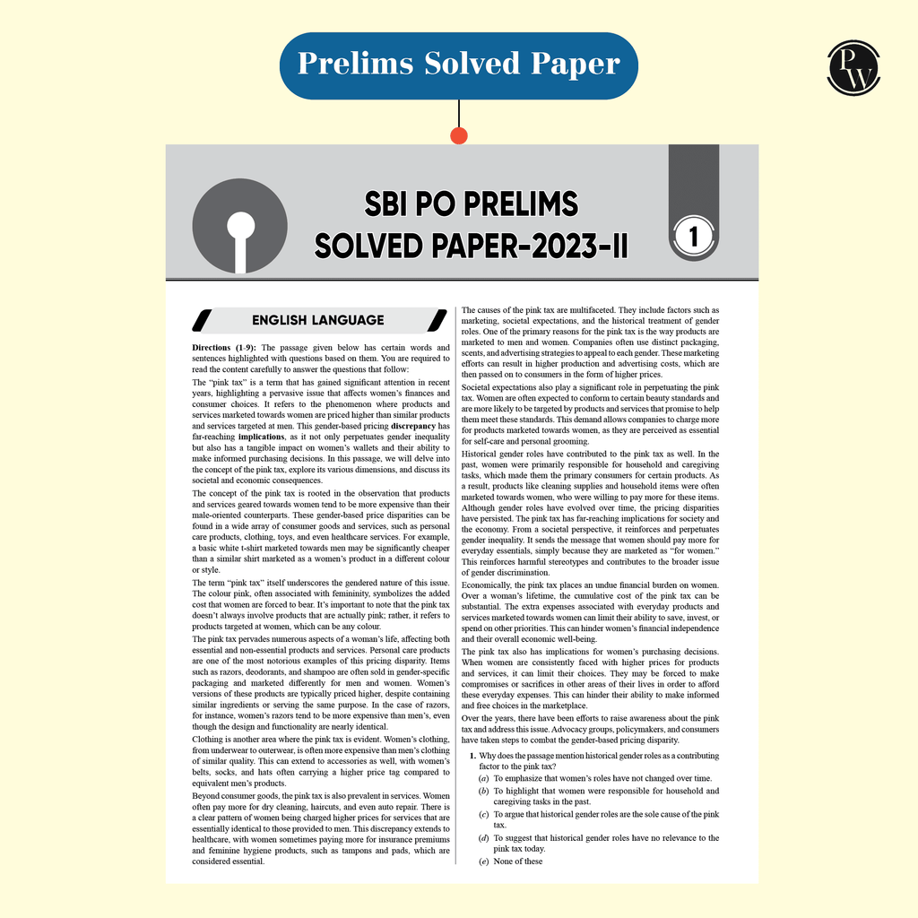 20 SBI PO Prelims & Mains Previous Year Solved Papers (2015-2023) For Exam 2024-2025 | Past Questions | PYQ | English Edition