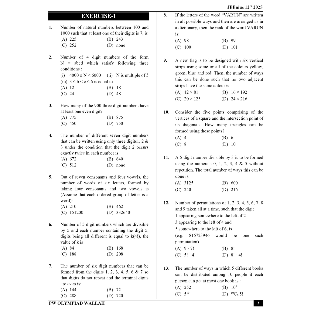 Olympiad Wallah JEEnius Edge 12 Mathematics (Part 1) For JEE, ISI-CMI & Olympiad Maths | Expert Crafted Content | Logical & Analytical Problem Sets