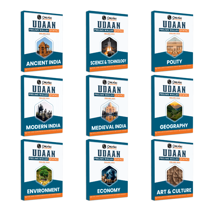 UPSC UDAAN Prelims Wallah - Static Medieval India, Ancient India and Art and Culture, Modern India, Polity, Science & Technology, Economy, Environment and Geography Combo Set of 9 Books