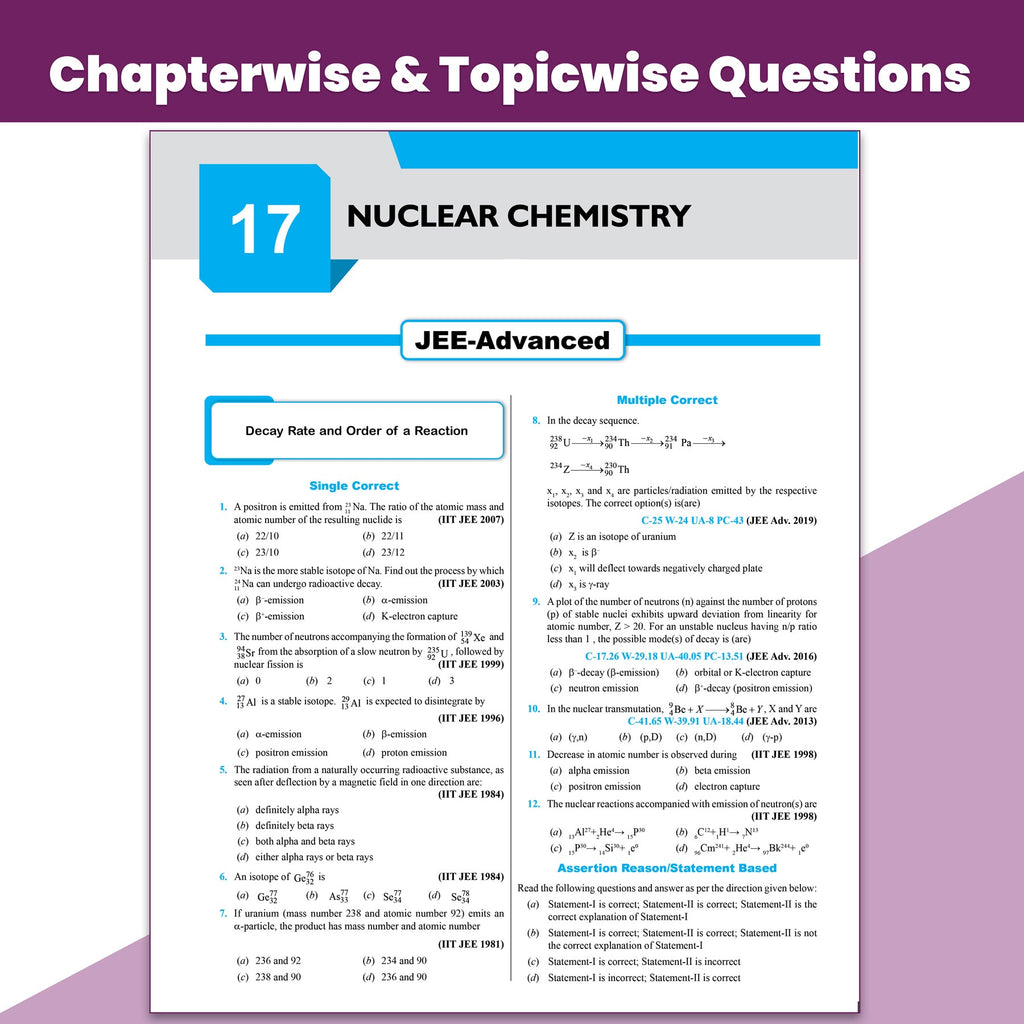 49 Years JEE Advanced PYQ Book Chemistry Chapterwise & Topicwise Solved Papers (1978-2026) | PYQ with Detailed Solutions | Previous Year Questions for IIT JEE Advanced Exam