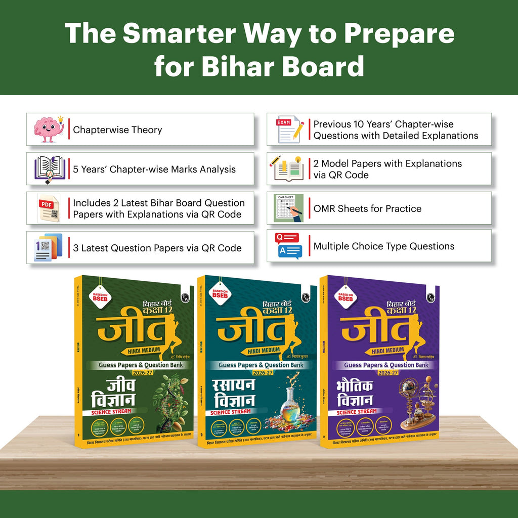 Bihar Board Class 12 JEET Guess Papers & Question Bank (Hindi Medium) Physics, Chemistry, Biology Combo Set of 3 Books For 2026-27 Exam | Chapterwise Mind Maps & PYQs, Model Papers with OMR Sheet