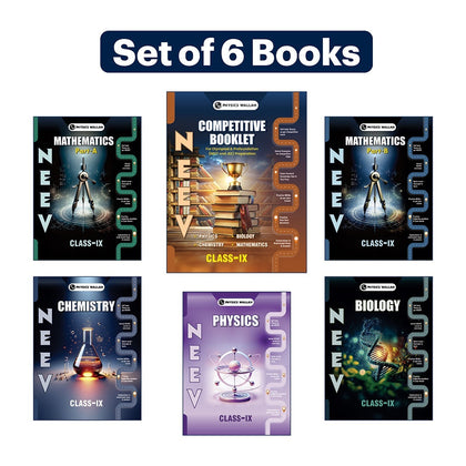 Neev For Class 9 Physics, Chemistry, Mathematics Part A & B, Biology, Competitive Booklet Combo Set of 6 Books (2026 Edition) With Digital Book