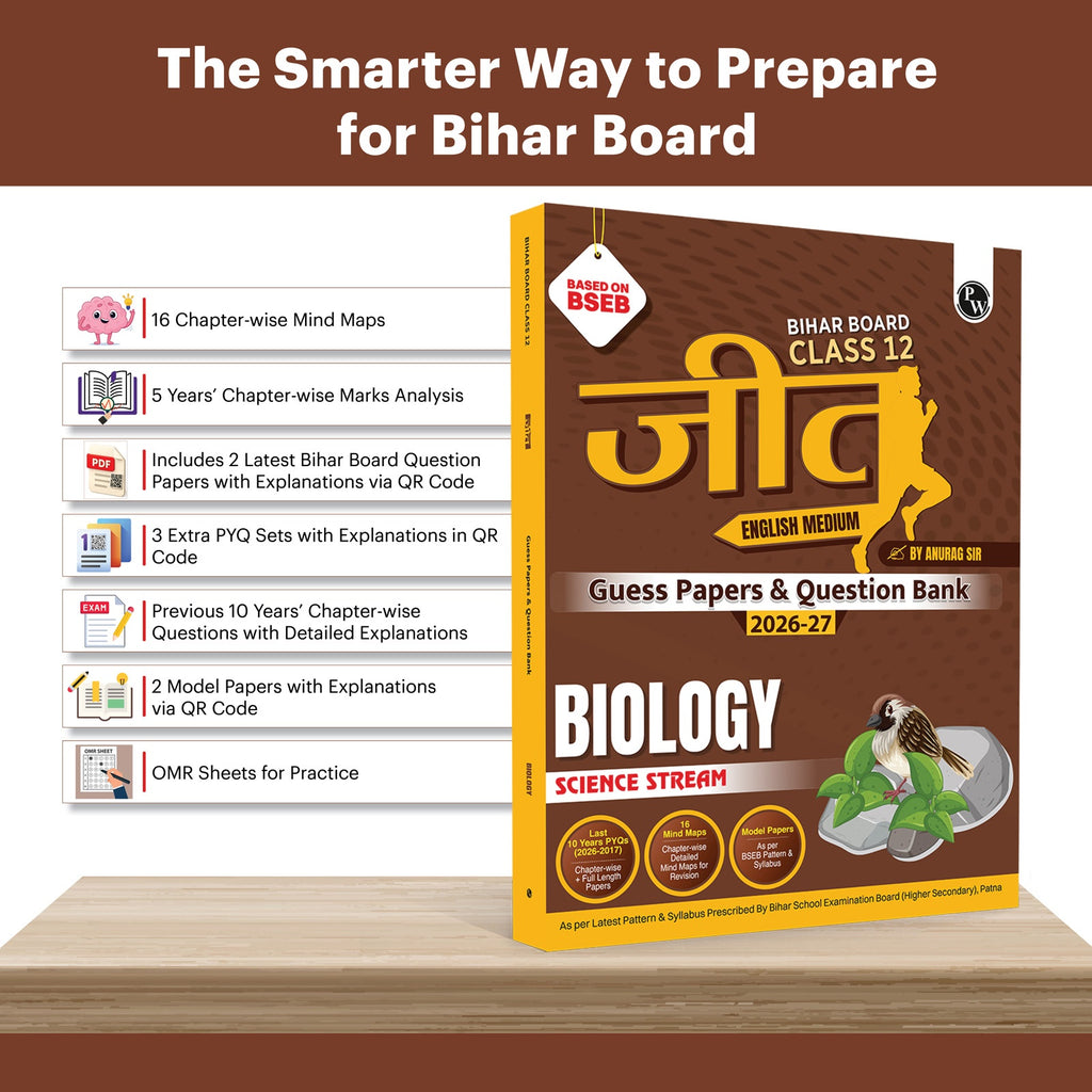 Bihar Board Class 12 Question Bank Biology JEET Guess Papers & Question Bank By Anurag Sir For 2026-27 Exam | Chapterwise Mind Maps & Previous 10 Years Questions, Model Papers with OMR
