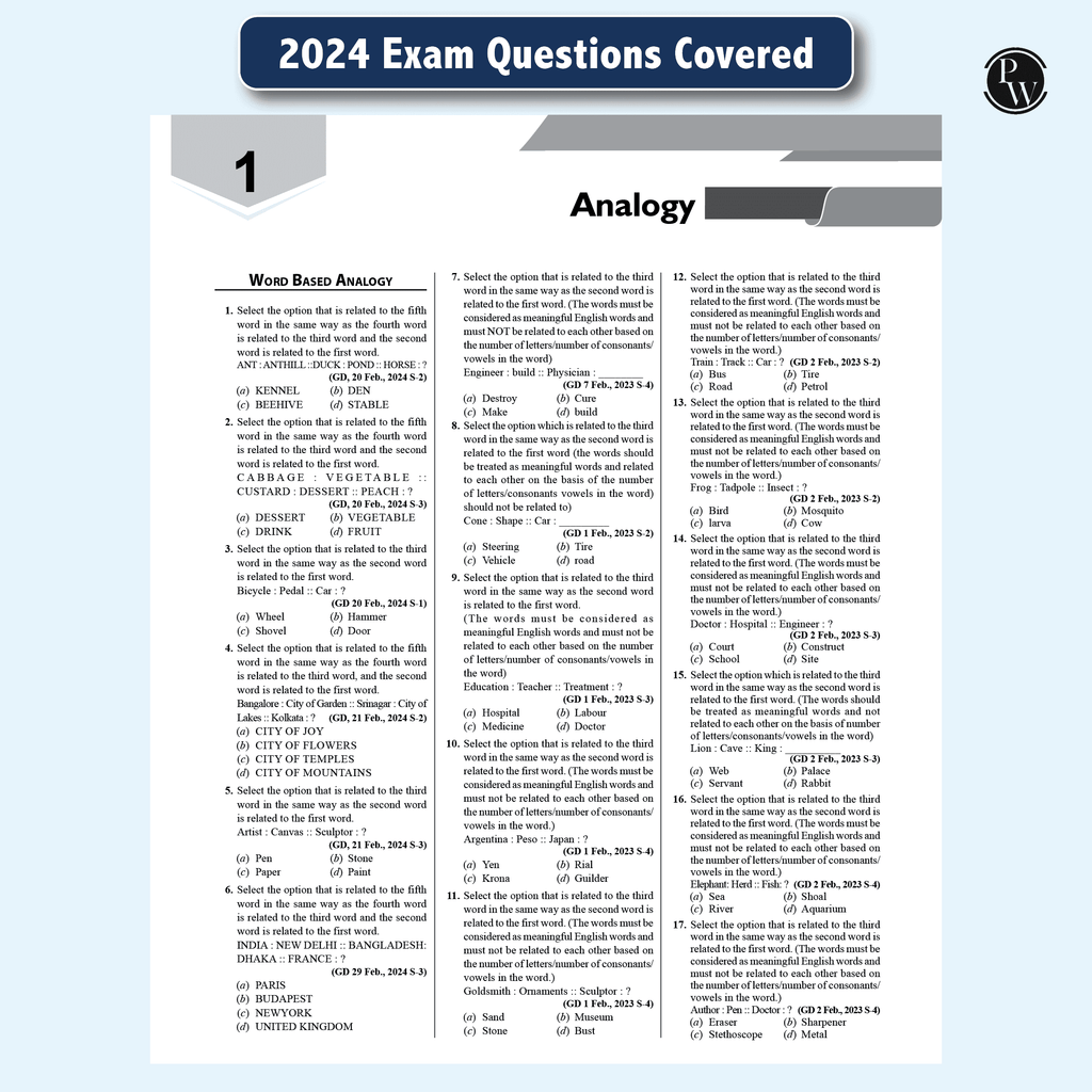 Selection Mantra for SSC Constable GD Exam 2025 Chapterwise and Typewise Previous Year Solved Papers Till 2024 (Combined Book-GK, Reasoning, English and Elementary Mathematics)
