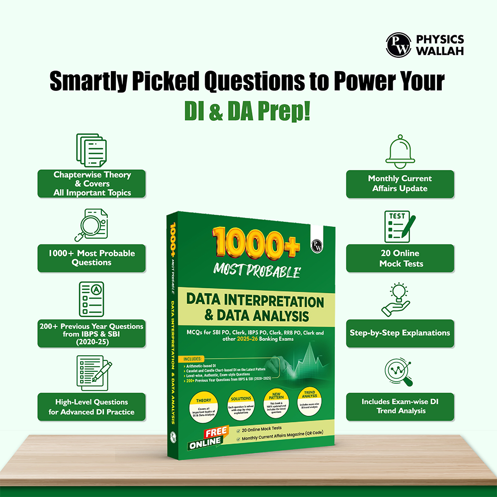 Data Interpretation (DI) & Data Analysis (DA) For Banking 2025-26 Exams | 1000+ Most Probable Questions with Concepts and Solved Examples with 200+ Past Year Questions (2025-2020)
