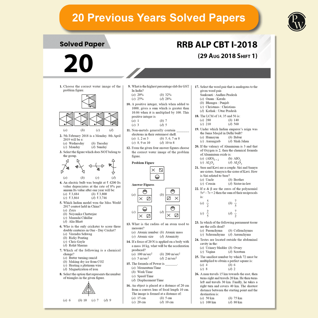 All in one RRB Assistant Loco Pilot (ALP) 2025 CBT-1 Study Package with Chapterwise Theory and Exercises | 20 Previous Solved Papers 2024 & 2018 (PYQs) and 5 Online CBT Tests