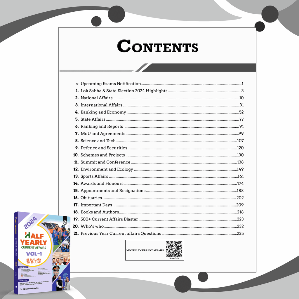 Half Yearly Current Affairs Magazine Vol 1 January to June 2024 English Edition by Mohammed Aasim Sir | For SSC, Banking, Teaching, Railway, Defence and Other Competitive Exams
