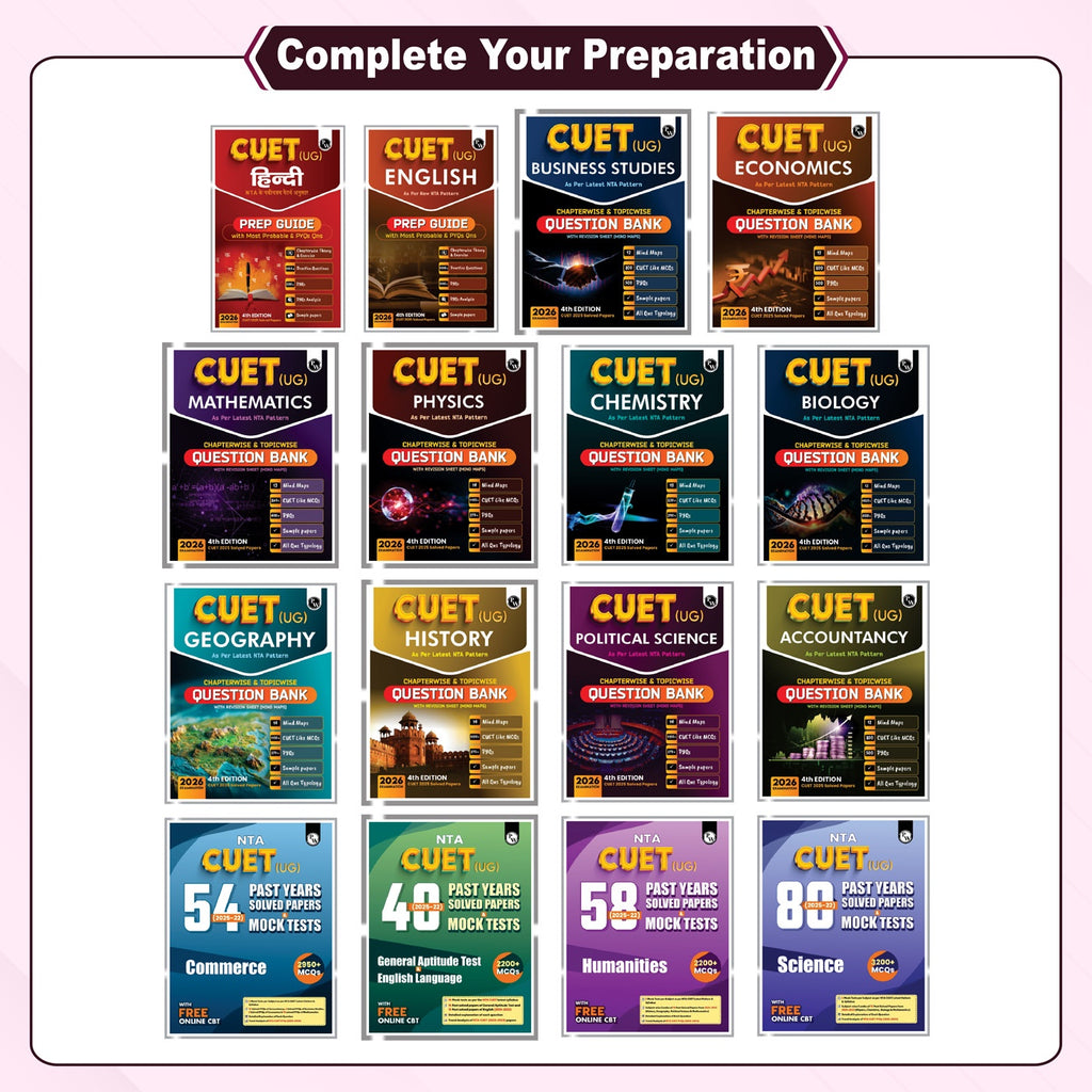 CUET (UG) Physics, Chemistry, Mathematics Combo Set of 3 Books Chapterwise & Topicwise Question Bank For 2026 Exam | Theory, Exercise, PYQ (2025-2022) & Mock Tests