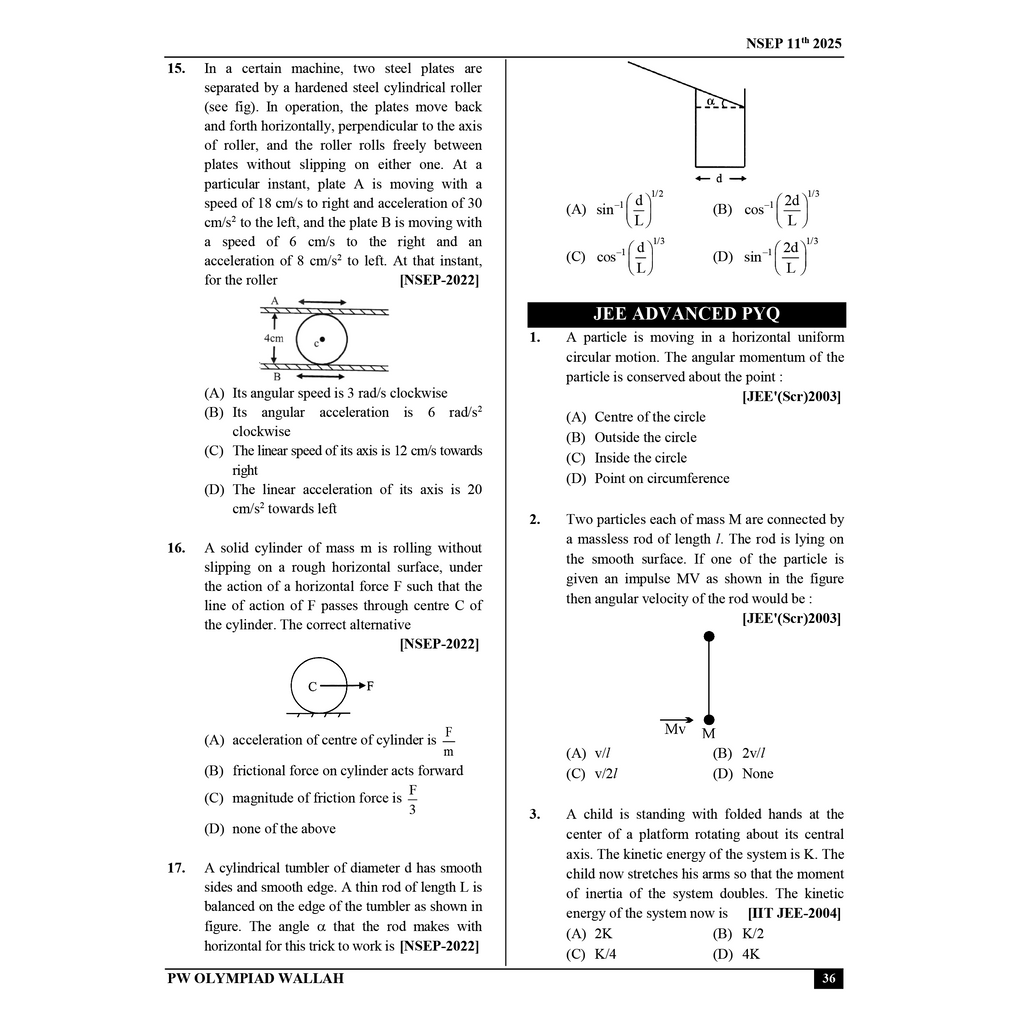 Olympiad Wallah NSEP Class 11 Advanced Physics (Part 2) For JEE & Olympiad 2025 | Practice Questions, PYQ, Detailed Solutions | Ideal For INPhO & IPhO