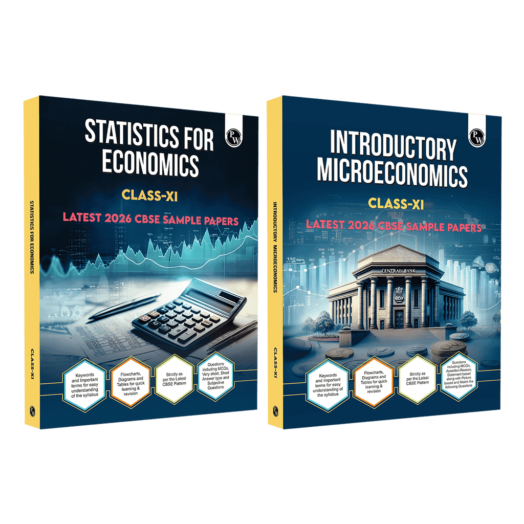 PW CBSE Class 11 Statistics for Economics & Introductory Microeconomics Combo Set of 2 Books | Chapter-wise Textbook l 500+ MCQs and Practice Questions with Detailed Solutions and Flowcharts & CBSE 2026 Sample Papers