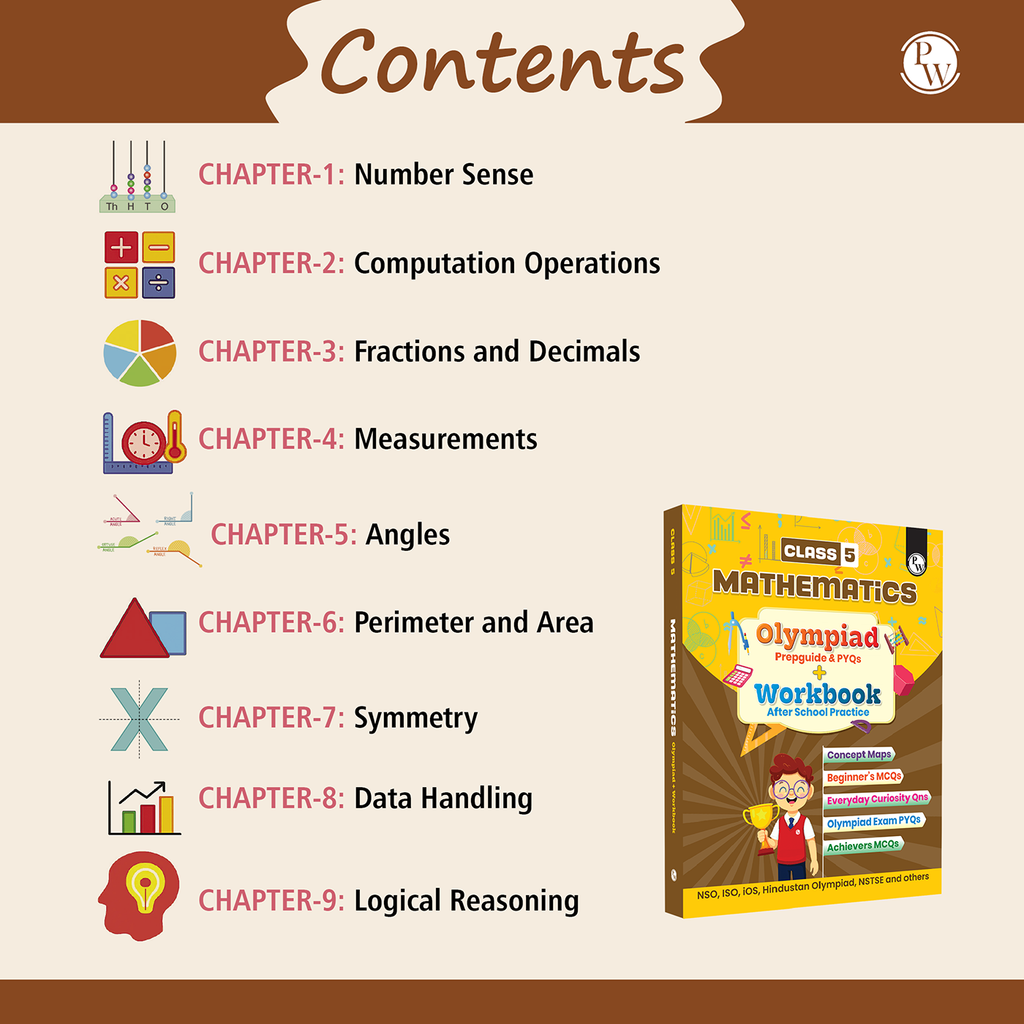 Olympiad Plus Workbook For Class 5 Mathematics Prepguide, Concept Map, PYQs and Worksheets For After School Practice | IMO, iOM, Hindustan Olympiad, NSTSE, SEAMO, ISTSE and Others