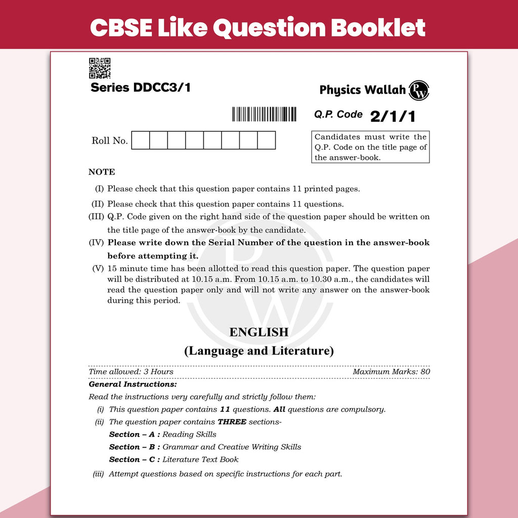 PW 15 CBSE Sample Papers Class 10 Science, Maths Standard and English For 2027 Board Exam (New Pattern) | CBSE Like Question Booklet and Answer Sheets, Marking Stickers