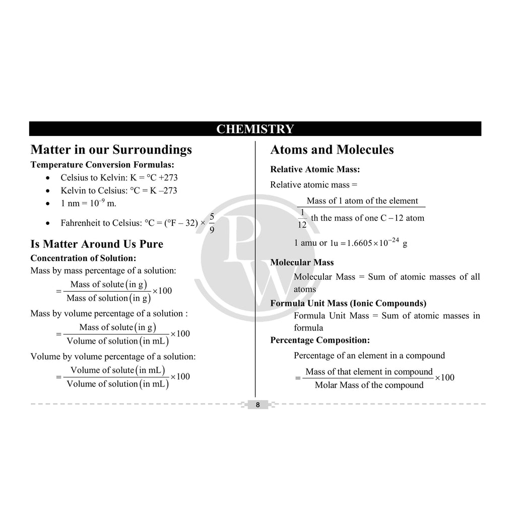 PW Maharashtra Board Formula Book Class 9 & 10 | Physics, Chemistry, Mathematics, Biology