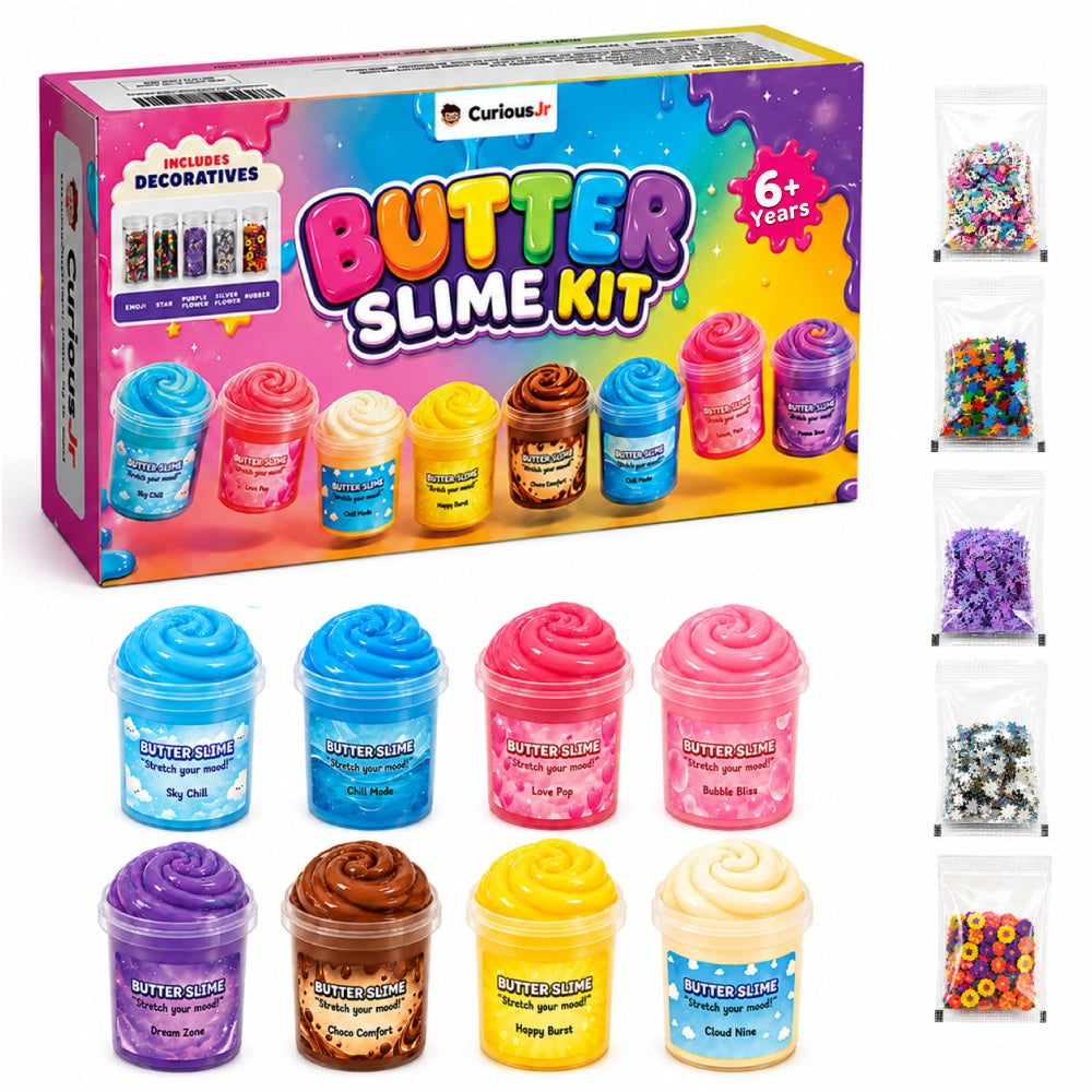 Scented Mini Butter Slime Kit for Kids with Charms, 3-10 Years, Pack of 8