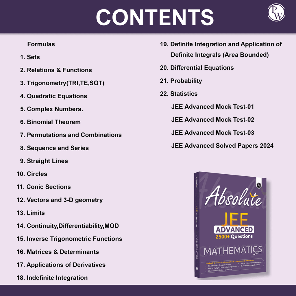 Absolute JEE Advanced Mathematics 2500+ Questions with Formula Sheet Latest Solved Paper and 3 Mock Tests | Covering All JEE Advanced Question Typology