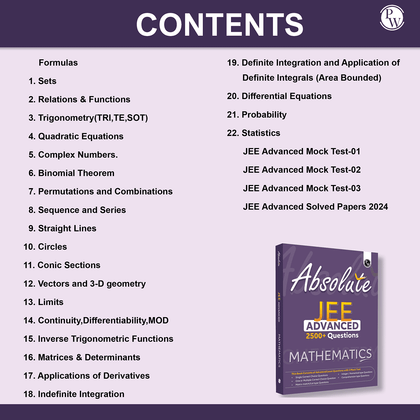 Absolute JEE Advanced Mathematics 2500+ Questions with Formula Sheet Latest Solved Paper and 3 Mock Tests | Covering All JEE Advanced Question Typology