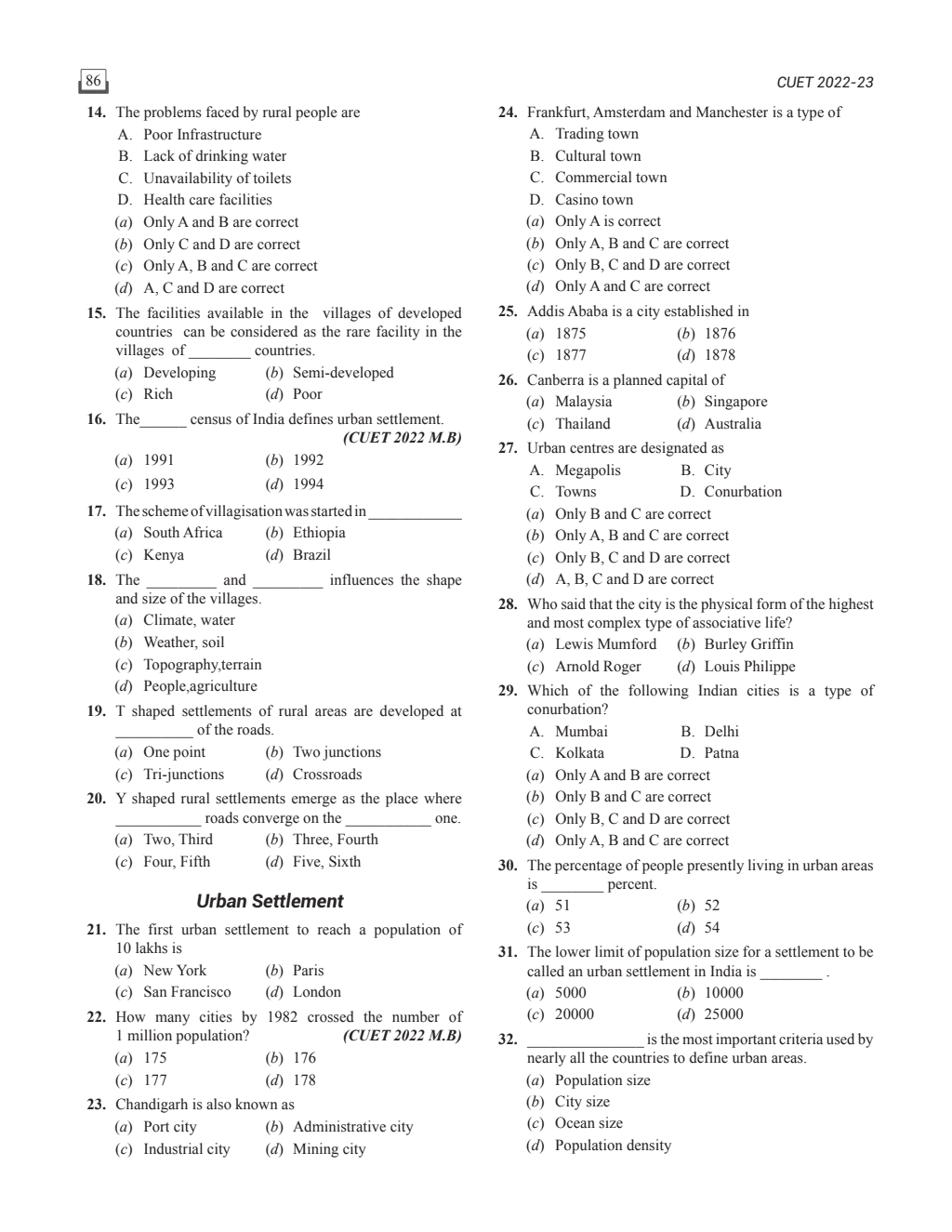 CUET (UG) Geography Chapterwise & Topicwise Question Bank (2023- 2024) with Complete NCERT Crux, Mock Test I For Central Universities Entrance Test 2024