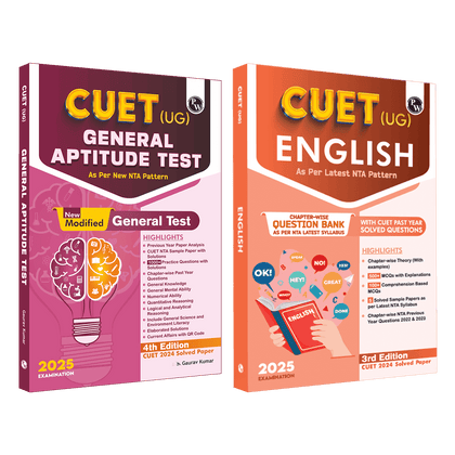 CUET (UG) General Aptitude Test and English 2025 Combo Set of 2 Books l Chapterwise & Topicwise Question Bank with Past Year Questions and Mock Tests
