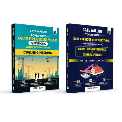 GATEWALLAH Topicwise Previous Years Solved Questions with Video Solutions Civil Engineering and Engineering Mathematics & General Aptitude Combo Set of 2 Books For 2025 Exams