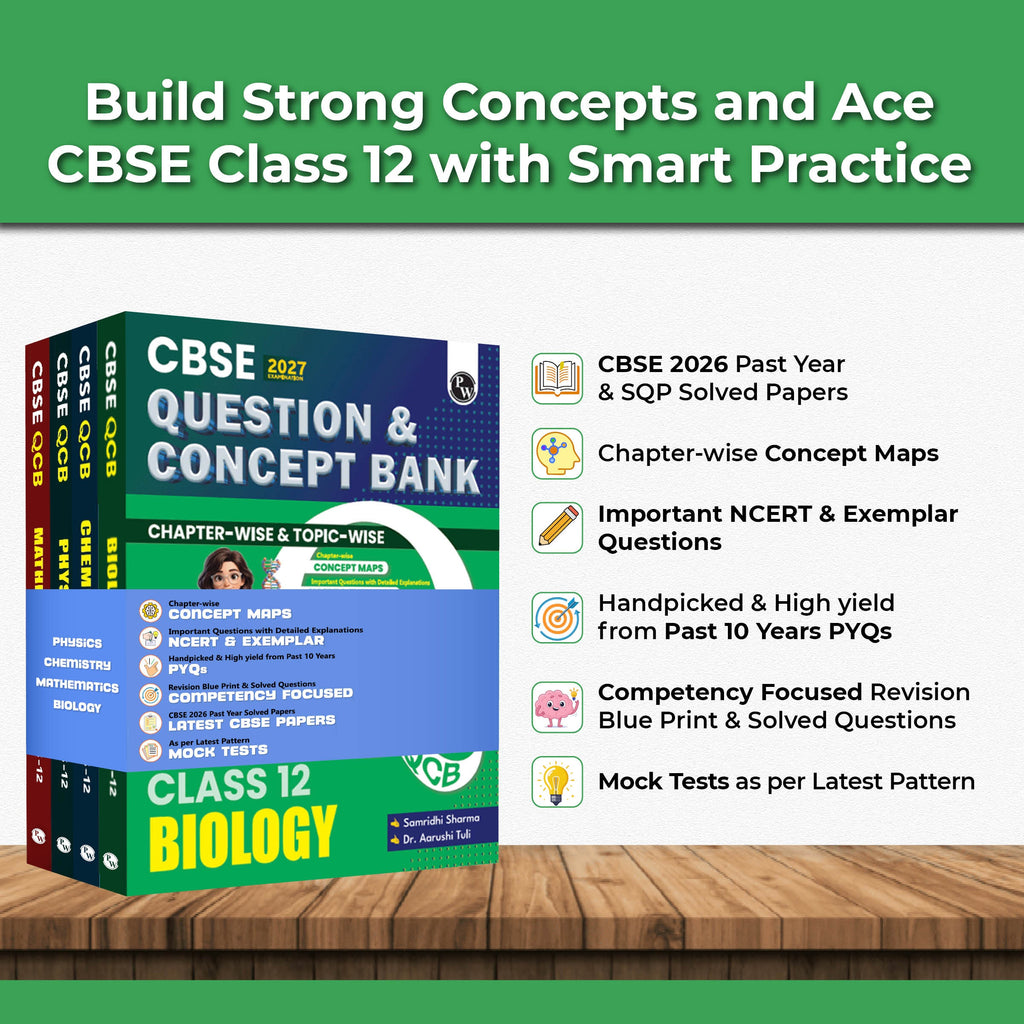 CBSE Question & Concept Bank (QCB) Class 12 Physics, Chemistry, Mathematics and Biology COMBO Set of 4 Books Chapterwise & Topicwise Solved Questions For 2027 Exams