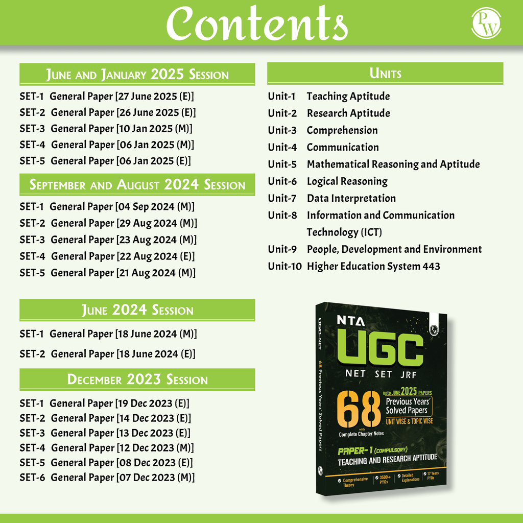 NTA 68 UGC NET Paper 1 (Teaching & Research Aptitude) Previous Year Solved Papers with Complete Chapter Notes I Unitwise and Topicwise | 17 Years PYQs upto June 2025 I NET, JRF, SET