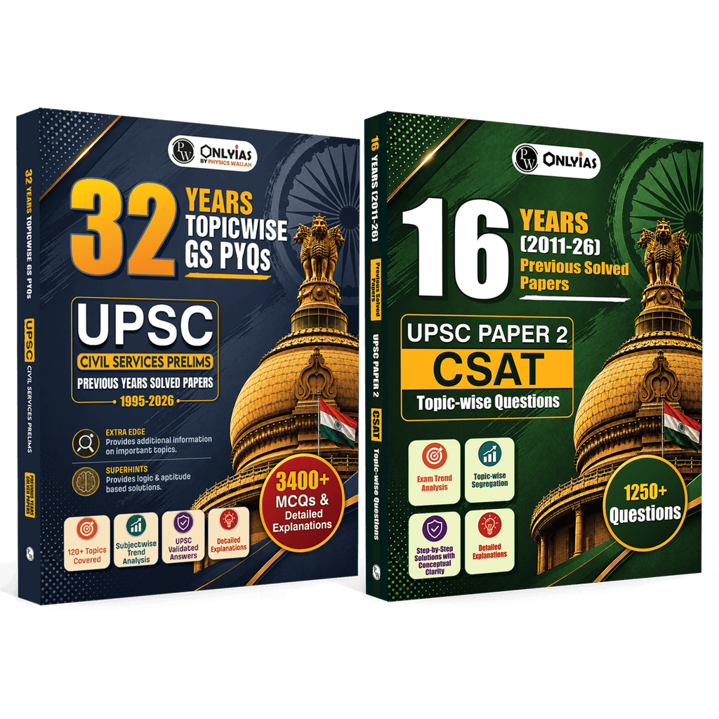 Onlyias UPSC Prelims 32 Years PYQs & UPSC CSAT 16 Years of Solved PYQs Combo Set of 2 Books | 4500+ Topic-wise Questions with Detailed Explanations | Civil Services Book 2027