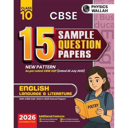 PW 15 CBSE Class 10 Sample Papers English for 2026 Board Exam (As Per Latest SQP Dated 30 July 2025) | Mind Maps with 111 Most Probable Questions