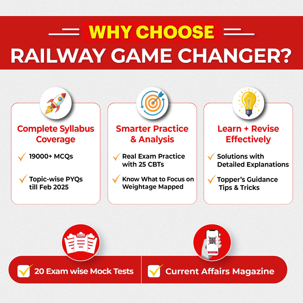 Railway Game Changer Maths, Reasoning & General Awareness Combo Set of 3 Books (Hindi) 19000+ PYQ For 2026 Exams | For Group D, NTPC G, NTPC UG, RPF, ALP CBT-1 Exams