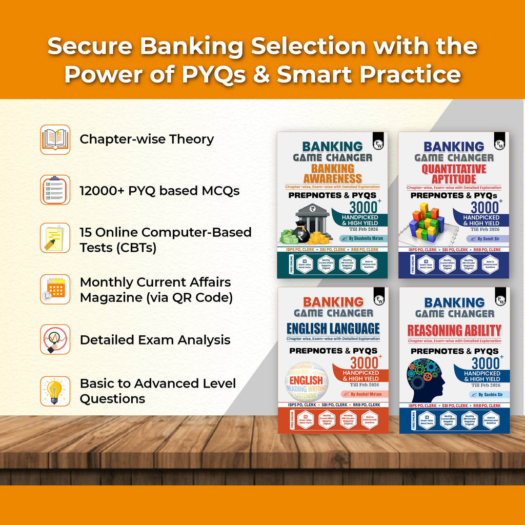 Banking Game Changer English Language, Banking Awareness, Reasoning Ability, Quantitative Aptitude Combo Set of 4 Books For 2026-27 Exams | Prepnotes & 12000+ PYQs