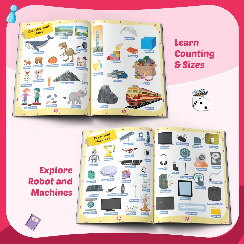 1200 Two Words Vocabulary Book For Kids | Picture Book with Activities | Free 500+ Printable Worksheets with Parenting Tips | Preschool Reading Book for 5+ Years | PW Kids