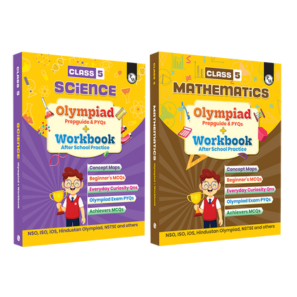 Olympiad Plus Workbook For Class 5 Science and Mathematics Prepguide & PYQs Combo Set of 2 Books | NSO, ISO, iOS, Hindustan Olympiad, NSTSE, IMO, iOM, SEAMO, ISTSE and Others