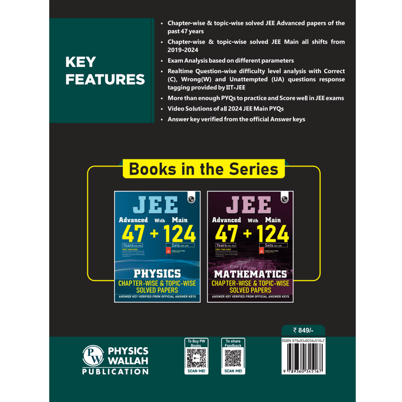 JEE Advanced 47 Years with JEE Main 124 Sets PYQs Chapterwise and Topicwise Solved Papers Chemistry